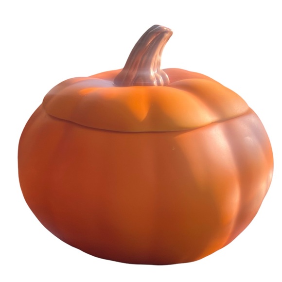Telefloraa Gift Orange Pumpkin Cookie, Candy Jar with Lid Ceramic 7"x 5.5" - Picture 3 of 10